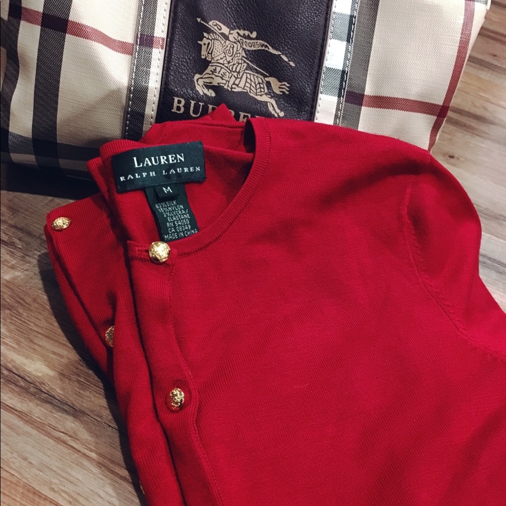 😍 Silk • Ralph Lauren • Deep Red • Cardigan •